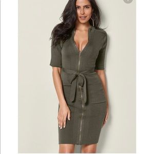 Venus Olive Green zip-up Dress